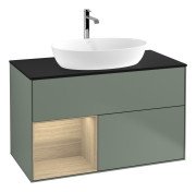 Тумба під раковину Villeroy & Boch Finion 100х50,1 см із підсвічуванням МДФ оливковий матовий лак/скло чорне матове G772PCGM