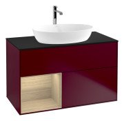 Тумба під раковину Villeroy & Boch Finion 100х50,1 см з підсвічуванням МДФ півонія матовий лак/скло чорне матове G772PCHB