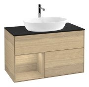 Тумба під раковину Villeroy & Boch Finion 100х50,1 см із підсвічуванням МДФ шпон дуба/скло чорне матове G772PCPC