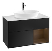 Тумба под раковину Villeroy & Boch Finion 100х50,1 см с подсветкой МДФ черный матовый лак/стекло белое матовое F781GNPD