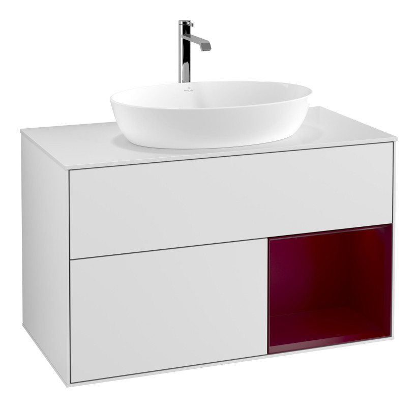 Тумба під раковину Villeroy & Boch Finion 100х50,1 см із підсвічуванням МДФ білий матовий лак/скло біле матове F781HBMT