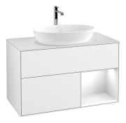 Тумба под раковину Villeroy & Boch Finion 100х50,1 см с подсветкой МДФ глянцевый белый лак/стекло белое матовое F781GFGF