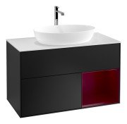 Тумба під раковину Villeroy & Boch Finion 100х50,1 см із підсвічуванням МДФ чорний матовий лак/скло біле матове F781HBPD