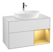 Тумба под раковину Villeroy & Boch Finion 100х50,1 см с подсветкой МДФ белый матовый лак/стекло белое матовое F781HFMT