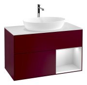 Тумба під раковину Villeroy & Boch Finion 100х50,1 см з підсвічуванням МДФ півонія матовий лак/скло біле матове F781MTHB