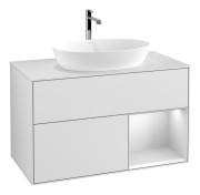 Тумба під раковину Villeroy & Boch Finion 100х50,1 см із підсвічуванням МДФ білий матовий лак/скло біле матове F781MTMT