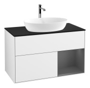 Тумба под раковину Villeroy & Boch Finion 100х50,1 см с подсветкой МДФ глянцевый белый лак/стекло черное матовое F782GKGF