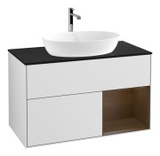 Тумба під раковину Villeroy & Boch Finion 100х50,1 см із підсвічуванням МДФ білий матовий лак/скло чорне матове F782GNMT