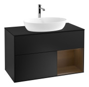 Тумба под раковину Villeroy & Boch Finion 100х50,1 см с подсветкой МДФ черный матовый лак/стекло черное матовое F782GNPD