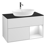 Тумба під раковину Villeroy & Boch Finion 100х50,1 см із підсвічуванням МДФ білий матовий лак/скло чорне матове F782GFMT