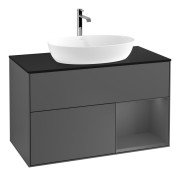 Тумба під раковину Villeroy & Boch Finion 100х50,1 см із підсвічуванням МДФ антрацит матовий лак/скло чорне матове F782GKGK