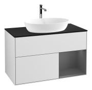 Тумба под раковину Villeroy & Boch Finion 100х50,1 см с подсветкой МДФ белый матовый лак/стекло черное матовое F782GKMT