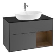 Тумба под раковину Villeroy & Boch Finion 100х50,1 см с подсветкой МДФ антрацит матовый лак/стекло черное матовое F782GNGK