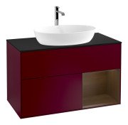 Тумба под раковину Villeroy & Boch Finion 100х50,1 см с подсветкой МДФ пион матовый лак/стекло черное матовое F782GNHB