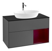 Тумба під раковину Villeroy & Boch Finion 100х50,1 см із підсвічуванням МДФ антрацит матовий лак/скло чорне матове F782HBGK