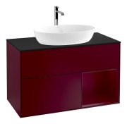 Тумба под раковину Villeroy & Boch Finion 100х50,1 см с подсветкой МДФ пион матовый лак/стекло черное матовое F782HBHB