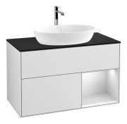 Тумба під раковину Villeroy & Boch Finion 100х50,1 см із підсвічуванням МДФ білий матовий лак/скло чорне матове F782MTMT