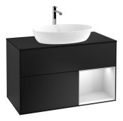 Тумба під раковину Villeroy & Boch Finion 100х50,1 см із підсвічуванням МДФ чорний матовий лак/скло чорне матове F782MTPD