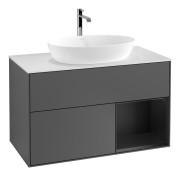 Тумба под раковину Villeroy & Boch Finion 100х50,1 см с подсветкой МДФ антрацит матовый лак/стекло белое матовое F781PDGK