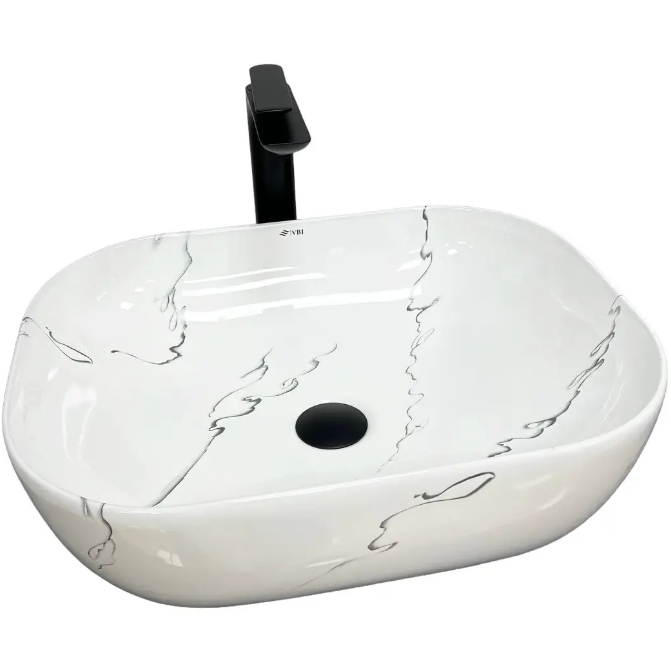 Раковина для ванної кімнати VBI BERGAMO MARMO GLOSSY 50,5x39 см кераміка мармур VBI-012501