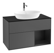 Тумба под раковину Villeroy & Boch Finion 100х50,1 см с подсветкой МДФ антрацит матовый лак/стекло черное матовое F782PDGK