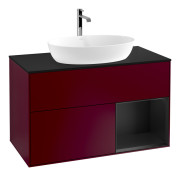 Тумба под раковину Villeroy & Boch Finion 100х50,1 см с подсветкой МДФ пион матовый лак/стекло черное матовое F782PDHB