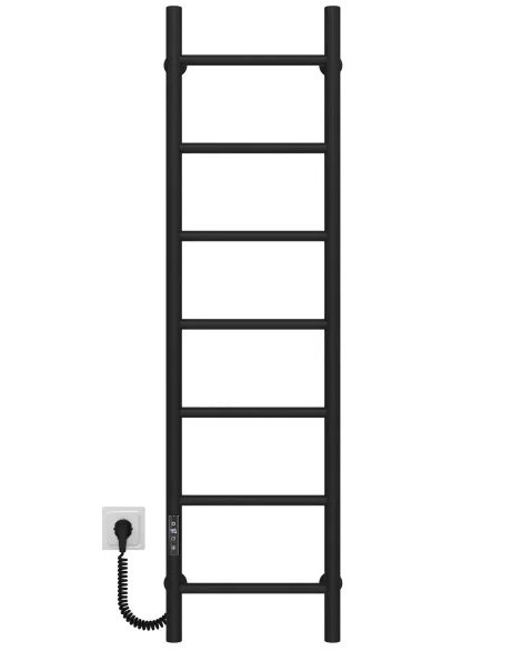 Электрический полотенцесушитель Deffi Орион П7 200х1200 левое подключение JD03 черный C.OR.120.20.7.E.B.L.1