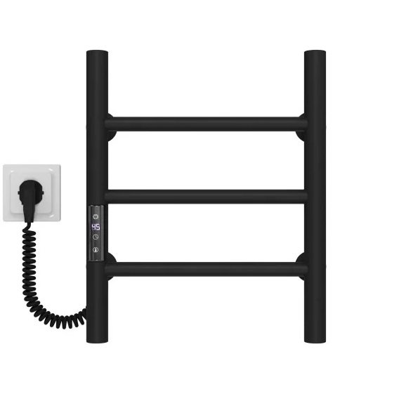 Электрический полотенцесушитель Deffi Орион П3 300х400 левое подключение JD03 черный C.OR.40.30.3.E.B.L.1