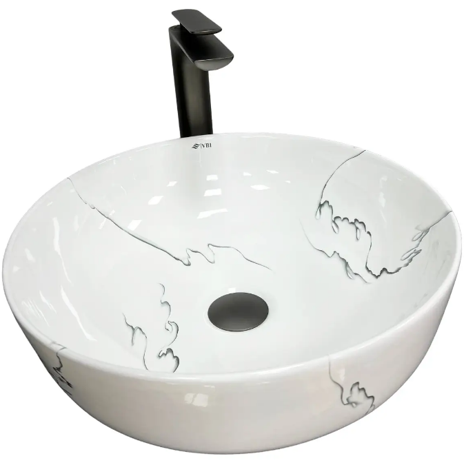 Раковина для ванної кімнати VBI BARI S MARMO GLOSSY 41x41 см кераміка мармур VBI-011604