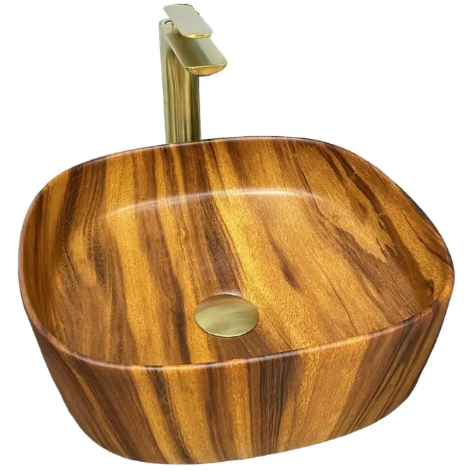 Раковина для ванной VBI AREZZO 37,5x37,5 см керамика дерево матовое VBI-013205