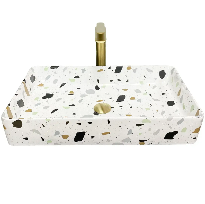 Раковина для ванной VBI TRIEST 61,5x35 см керамика терраццо глянцевый VBI-012706