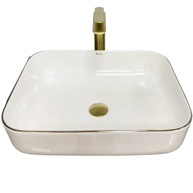 Раковина для ванной VBI PALERMO 50x39 см керамика белый с каймой цвета розового золота VBI-012307