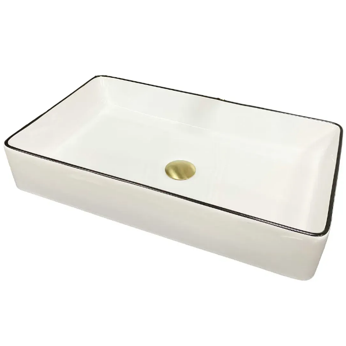 Раковина для ванной VBI TRIEST 61,5x35 см керамика белый с черной каймой VBI-012710