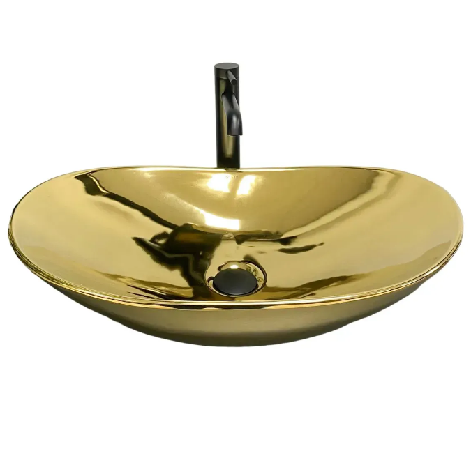 Раковина для ванної кімнати VBI TURIN 60x36 см кераміка золотий глянсовий VBI-011509
