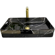 Раковина для ванної кімнати VBI TRIEST 61,5x35 см кераміка чорний мармо глянсовий VBI-012707