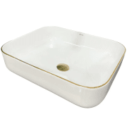 Раковина для ванної кімнати VBI PALERMO 50x39 см кераміка білий з золотою каймою VBI-012308
