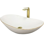 Раковина для ванної кімнати VBI TURIN 60x36 см кераміка білий з золотою каймоюVBI-011508