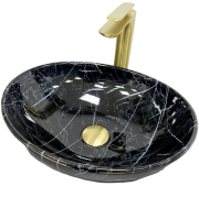 Раковина для ванної кімнати VBI PARMA 41,5x33,5 см кераміка чорний камінь глянсовий VBI-011014