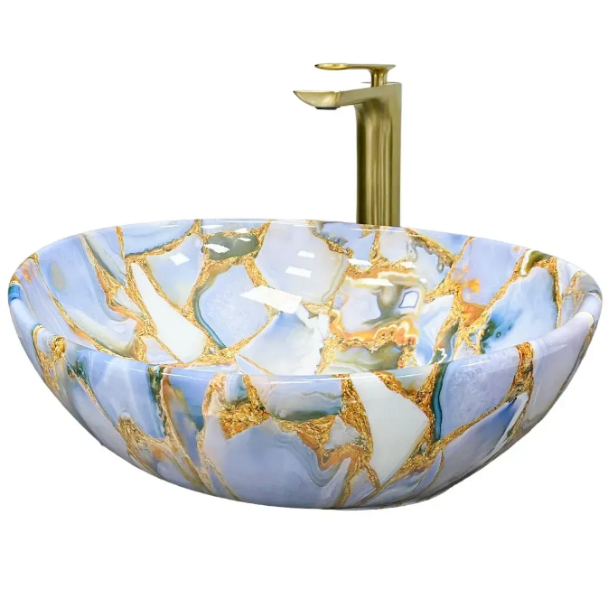 Раковина для ванной VBI PARMA 41,5x33,5 см керамика мрамор синий глянцевый VBI-011016