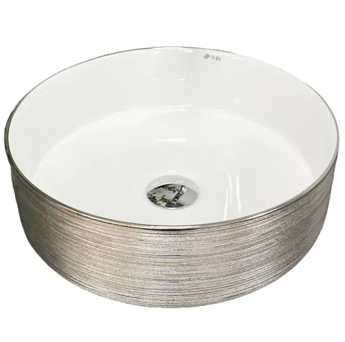 Раковина для ванной VBI PRATO 36x36 см керамика серебряный/белый VBI-011407