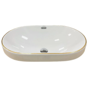 Раковина для ванної кімнати VBI GAETA  61x40 см кераміка білий з золотою каймою VBI-018032