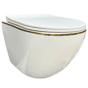 Унитаз подвесной VBI VULCANO 48х36 см безободковый с крышкой soft-close керамика белый/золотой VBI-020402