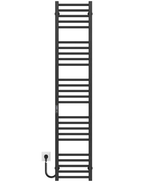 Электрический полотенцесушитель Deffi Lima П25 400х1600 левое подключение JD04 черный A.LI.160.40.25.E.B.L.2