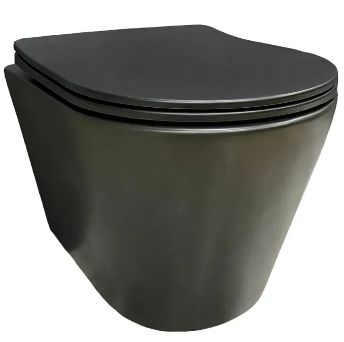 Унітаз підвісний VBI LEVANZO 49х36 см безободковий з кришкою soft-close кераміка чорний матовий VBI-020201