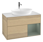 Тумба под раковину Villeroy & Boch Finion 100х50,1 см с подсветкой МДФ шпон дуба/стекло белое матовое F781GMPC