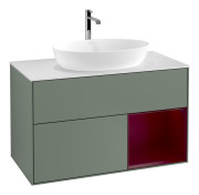 Тумба под раковину Villeroy & Boch Finion 100х50,1 см с подсветкой МДФ оливковый матовый лак/стекло белое матовое F781HBGM