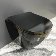 Унитаз подвесной VBI VULCANO 48,5х36 см безободковый с крышкой soft-close керамика черный глянцевый VBI-020414