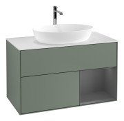 Тумба під раковину Villeroy & Boch Finion 100х50,1 см із підсвічуванням МДФ оливковий матовий лак/скло біле матове F781GKGM
