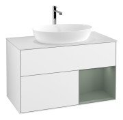 Тумба под раковину Villeroy & Boch Finion 100х50,1 см с подсветкой МДФ глянцевый белый лак/стекло белое матовое F781GMGF