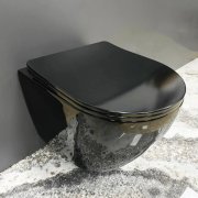 Унітаз підвісний VBI VULCANO 48,5х36 см безободковий з кришкою soft-close кераміка чорний глянсовий VBI-020414